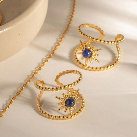 18k Gold Plated Stainless Steel Star Adjustable Ring - Picture 1 of 4